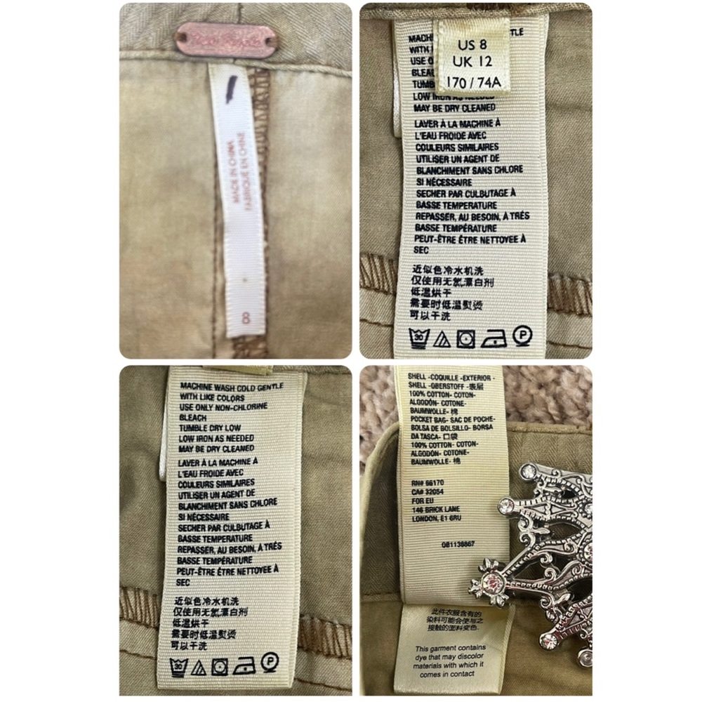 Free People Marina Low Rise Pleated Cuffed Hem Wide Leg Washed Trouser Pants - Picture 9 of 16
